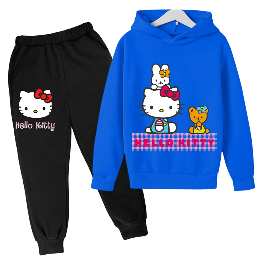 

Весенне-осенний комплект для маленьких мальчиков Hello Kitty, детская одежда с длинным рукавом + штаны Hello Kitty, спортивные костюмы, детская мультя...