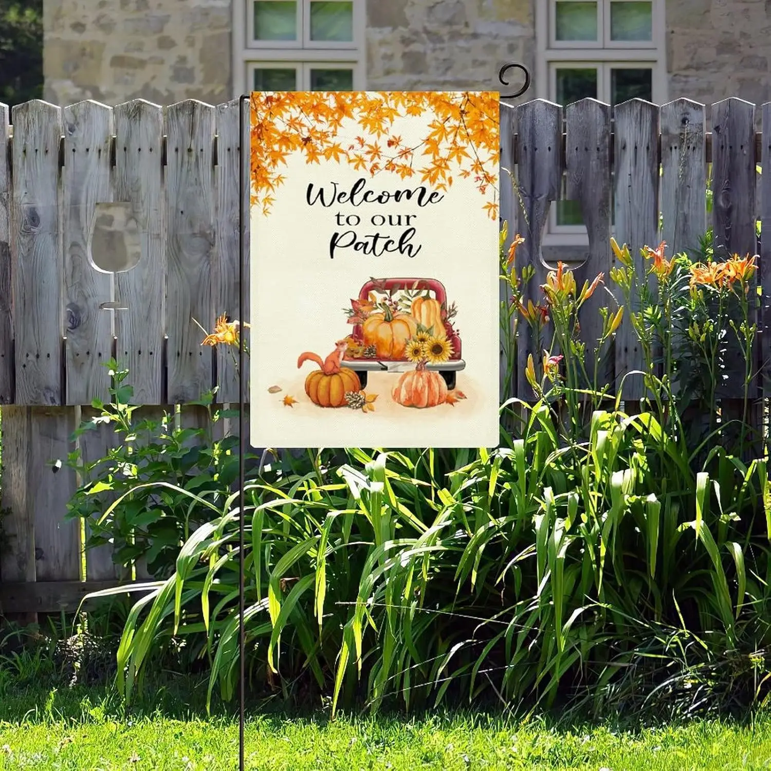 Добро пожаловать в наши нашивку Садовый флаг 12 х18 Двусторонний осенне-осенний