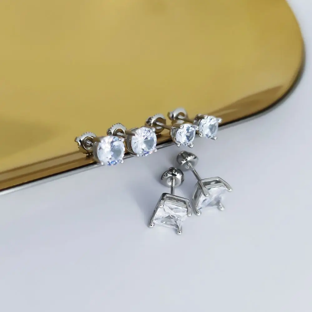 Женские и мужские серьги-гвоздики HESHI элегантные квадратные круглые