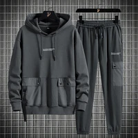 sweater set spring and autumn sports leisure pants two piece set trend fat loose work suit large mens coat