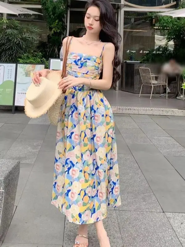 Женская юбка-камисоль с цветочным принтом трапециевидная длинная облегающая для