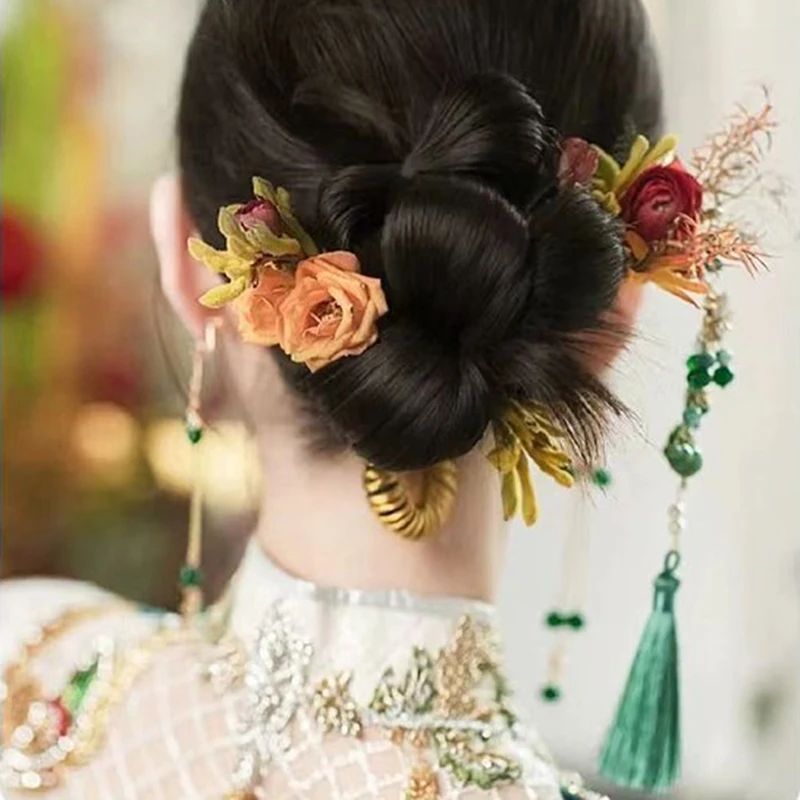 Синтетический парик в китайском стиле с круглой головкой маруки для невесты