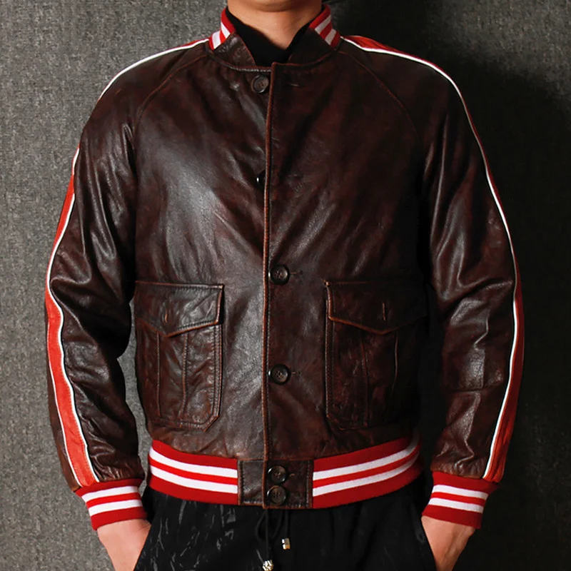 

Мужской тренчкот из коровьей кожи, демисезонный тренчкот из натуральной кожи, A800