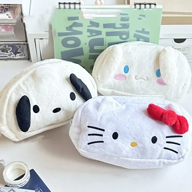 

Sanrio, Hello Kitty Cinnamoroll, плюшевая сумка для ручек, милый мультяшный Pachacco, вместительный женский кошелек для мелочи, сумка для макияжа