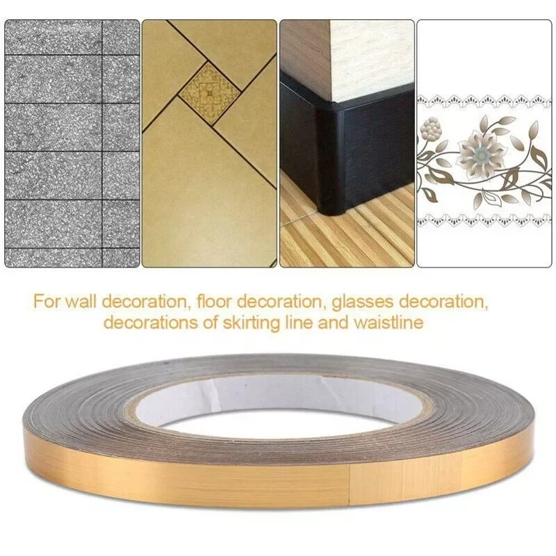 

50m 1roll Ceramic Tile Mildewproof Gap Tape Decor Gold Silver Black Self Adhesive Wall Tile Floor Tape Sticker Home Decorations