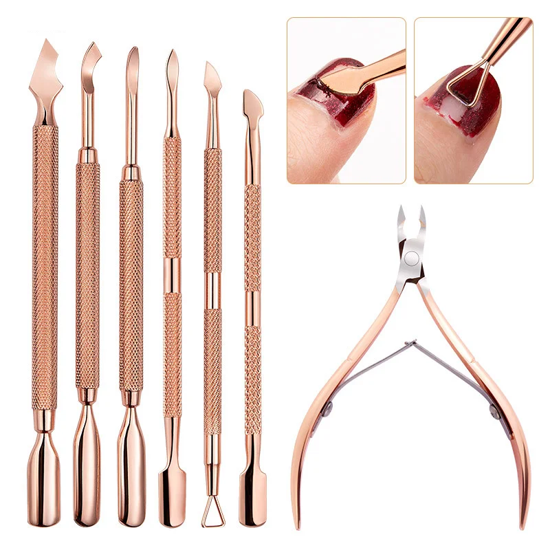 

Set Stainless Steel Nail Cuticle Scissors Pushers Dead Skin Gel Polish Remover Nail Art Manicure Care Tools