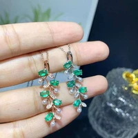 natural emerald gemstone pendant necklaces women silver 925 jewelry wholesale anniversary fine luxury jewelry designers