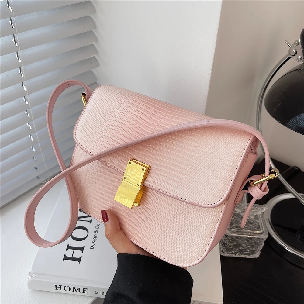 

Burminsa Lizard Pattern Underarm Small Designer Handbags For Women 2022 Trends Luxury Brand Box Ladies Shoulder Crossbody Bags