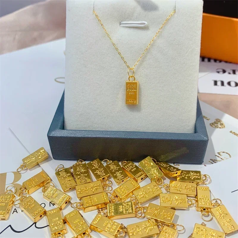 1 шт. кулон из чистого 24-каратного желтого золота 3D жесткое золото слиток