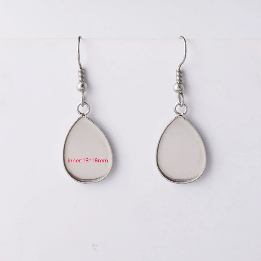 

30pcs/lot 10pcs/lot Stainless Steel Ear Wire Hooks Tray Bezel Cabochon Earring Round Pendant Ear Base DIY Glass Cameo Jewelry