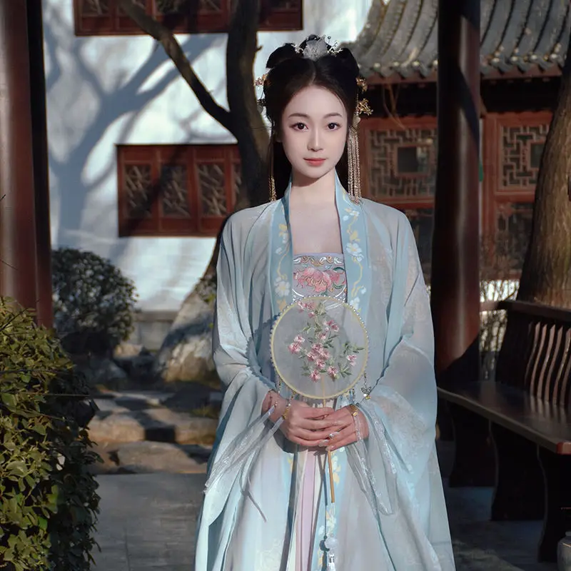 

Китайский костюм ханьфу, тонкая юбка с широким рукавом и вышивкой, оригинальная неувядающая рубашка с большим рукавом для косплея