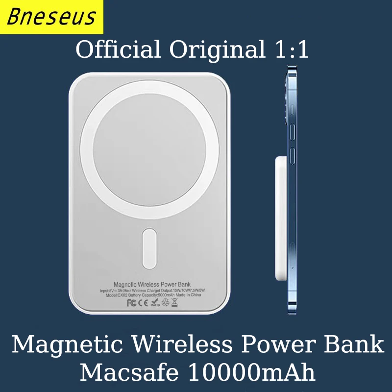 

Official 1:1 Magnetic Powerbank 10000mAh External Auxiliary Battery Pack For iPhone 12 13 14 Wireless Charger Macsafe Power Bank