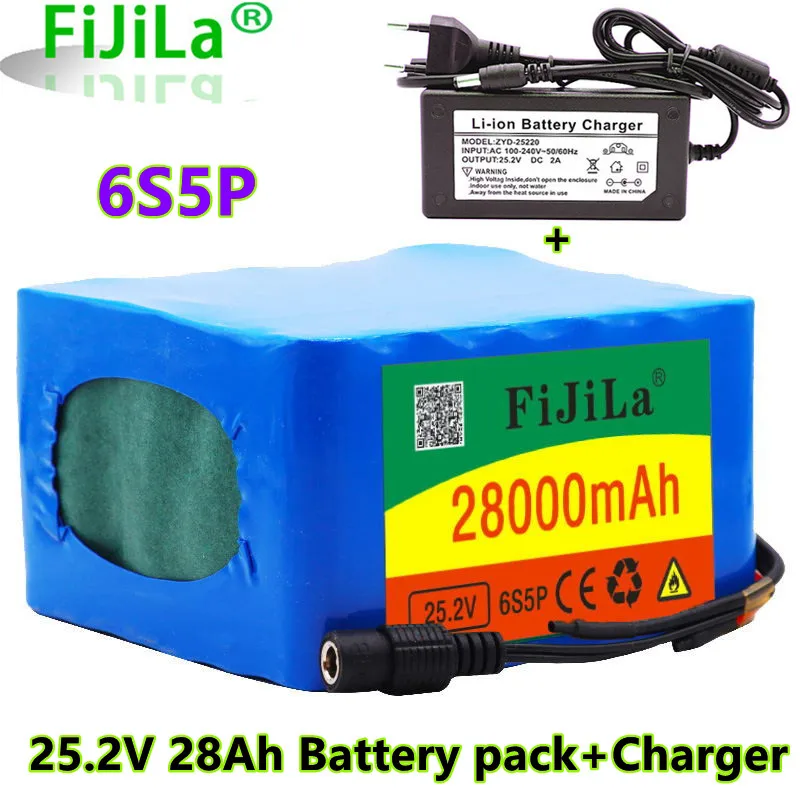 

6S5P 24V 25.2V 28Ah Rechargeable Lithium Battery Charger Intelligent 25ABMS DIY Battery Pack, Xenon Lamp, Amplifier,
