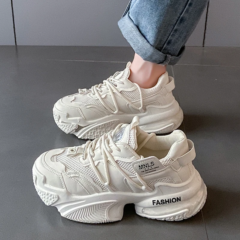 

Кроссовки женские на шнуровке, повседневная спортивная обувь на платформе, удобные дышащие, Вулканизированная подошва, Спортивная Уличная обувь для женщин