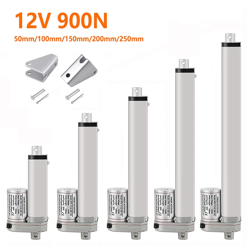 12 В постоянного тока 900N линейный привод с кронштейном 50 мм 100 мм 150 мм 200 мм 250 мм линейный двигатель 10 мм/с