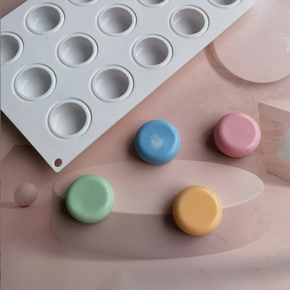 

15 Cavity Flat Round Silicone Cake Mold for DIY Chocolate Mousse Jelly Pudding Pastry Ice Cream Dessert Bread Bakeware Pan Tools
