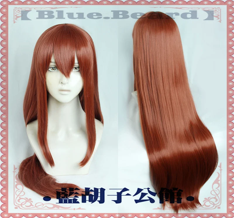 Фото Steins Gate Makise Kurisu Christina Косплей Парик 80 см Длинные Прямые Красные Коричневые Термостойкие Синтетические Волосы Косплей Костюм Парики №1