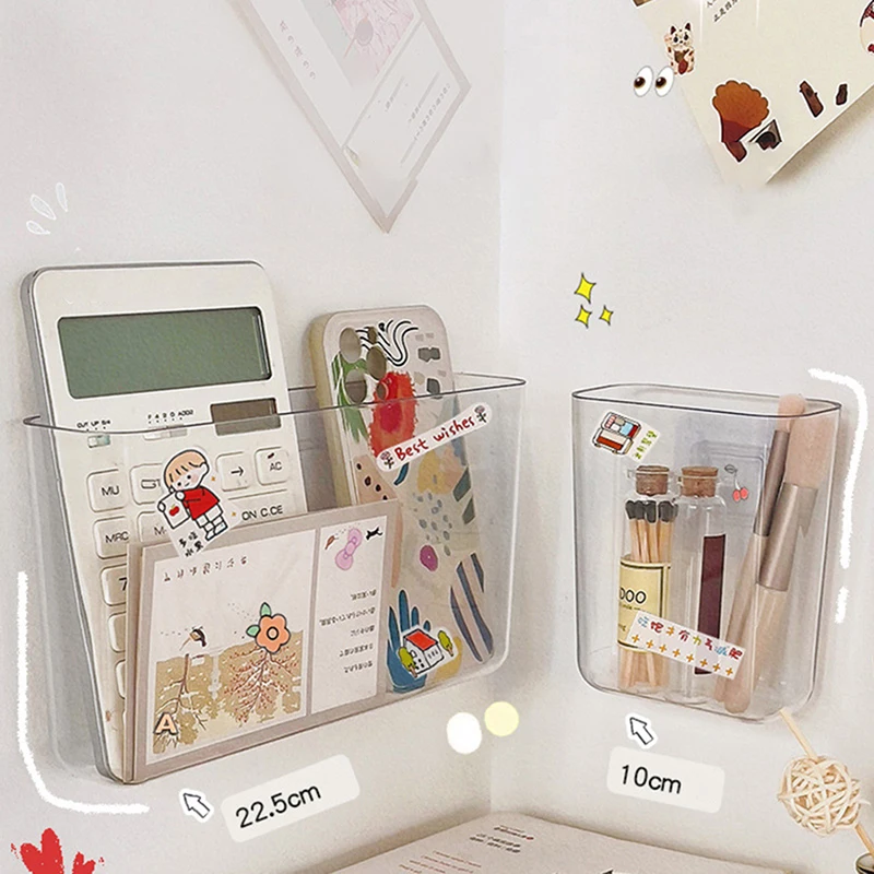 

Wall-mounted Boxes Key Storage Wall Bedside Racks Home No Hanging Organizer Box Transparent Cosmetic Punch Storage Wall Mounted