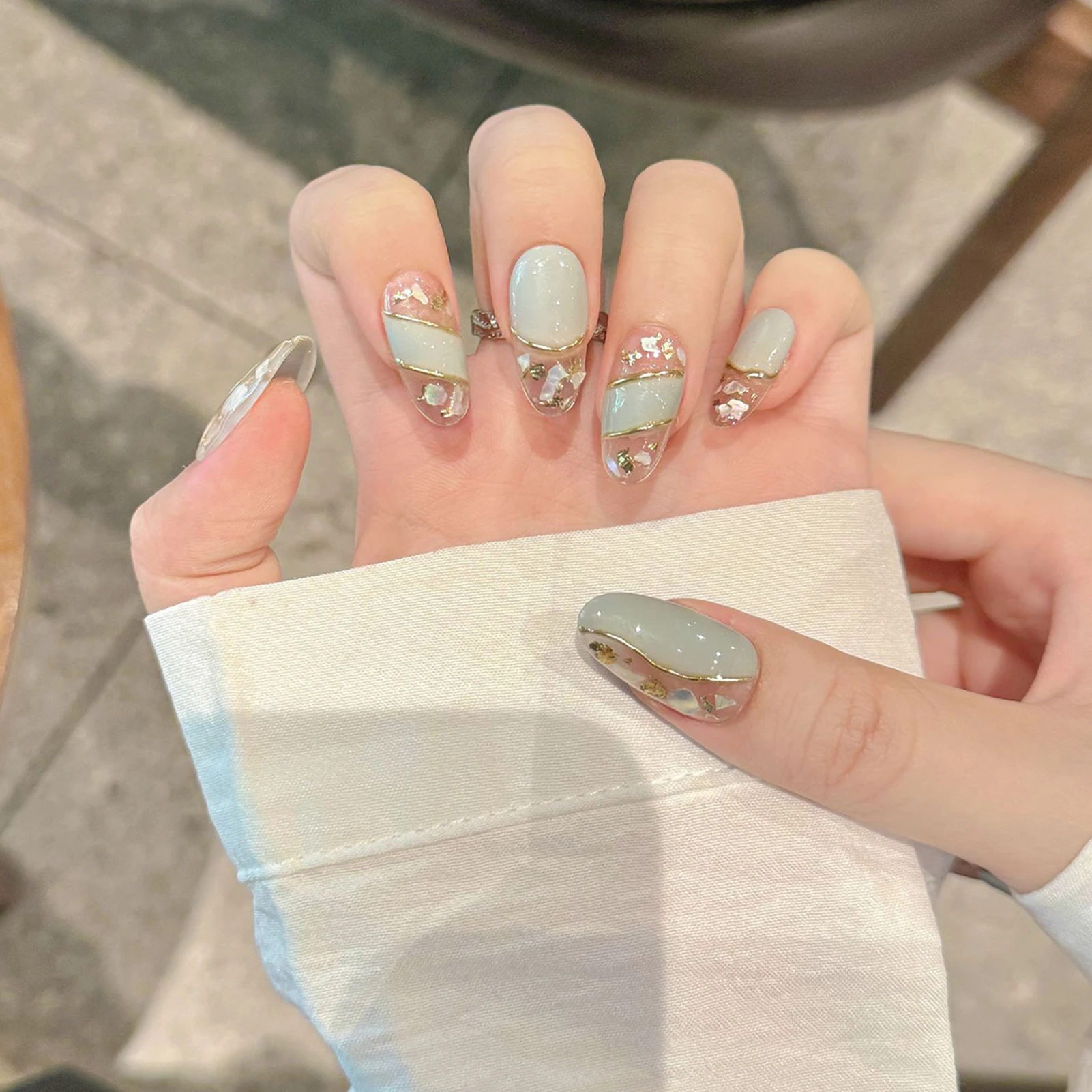 10 шт. винтажные накладные ногти ручной работы ледяные прозрачные мятно-зеленые