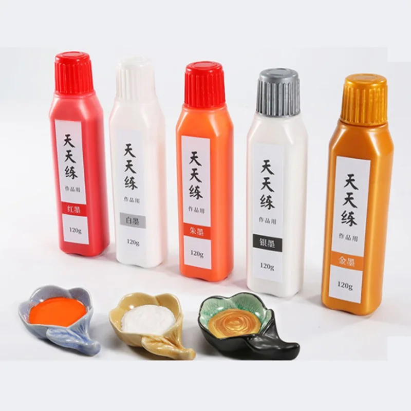 Gold/Silver/White/Red Chinese Painting Calligraphy Ink 120G Metallic Pigment Paint For Writing Stationery Office Supplies