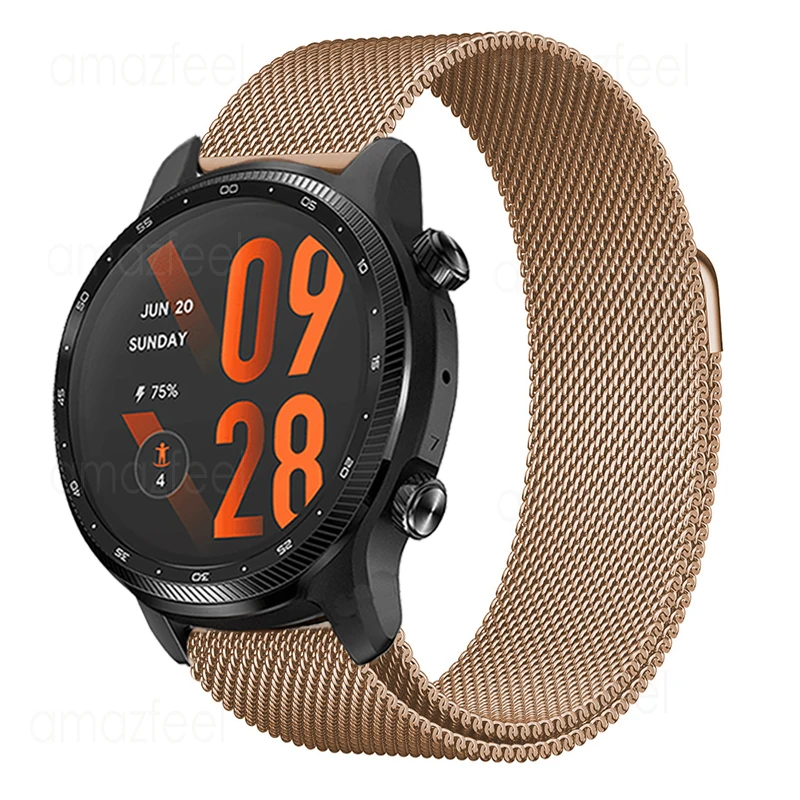 

Металлический браслет для смарт-часов TicWatch Pro 3 Ultra GPS LTE, браслет из нержавеющей стали с магнитной петлей для TicWatch Pro 2021 E2 S2, ремешок