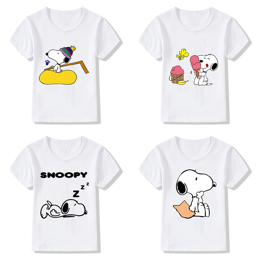 

New Children T-Shirt Snoopy Kids Clothes Casual T Shirts Cartoons Anime Fashion Kawaii Dog Top Boys Girls Tee Shirt Short Sleeve