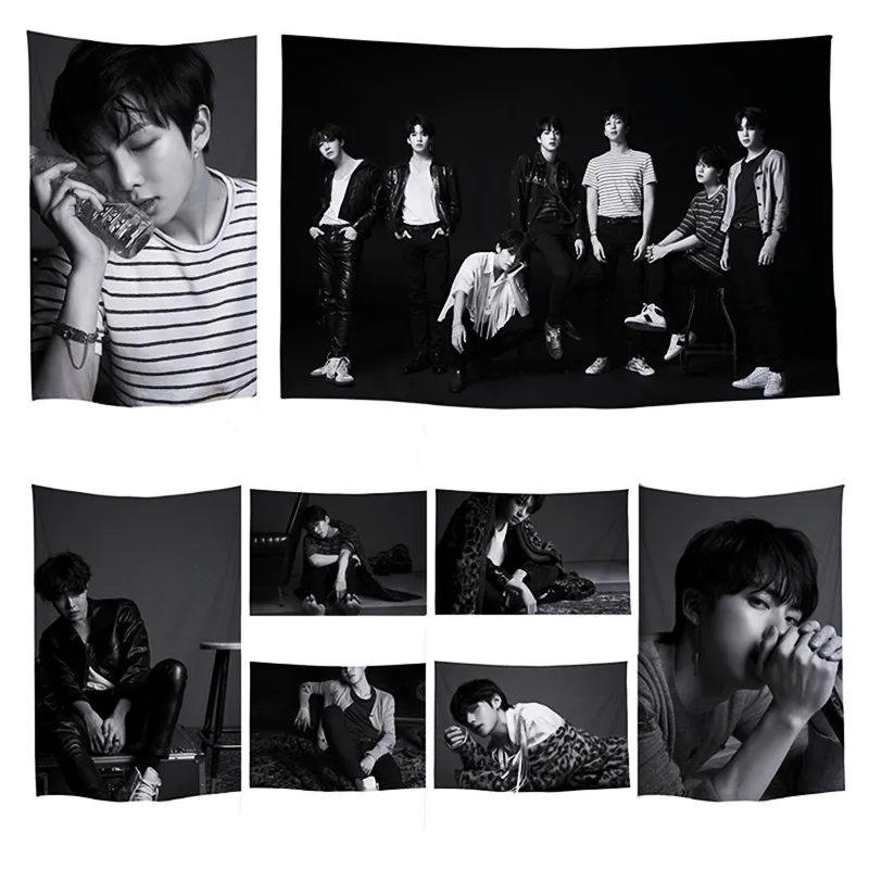 

KPOP Tapestry Bangtan Boys Tapestry Korean Style Wall Hanging Hippie Wall Rugs Dorm Decor Blanket Wall Decor