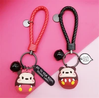 cartoon fat mickey and minnie couple keychain kawaii toy doll keyring fashion cute backpack ornament car key chain