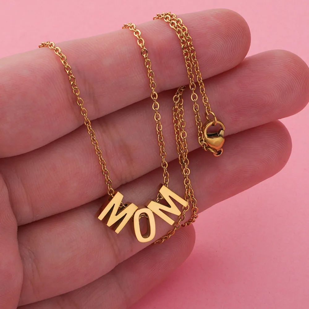 

Ожерелье из нержавеющей стали для женщин и девушек, простые подвески в виде букв, мам, чокер, модные ожерелья, бижутерия, подарок на день мате...