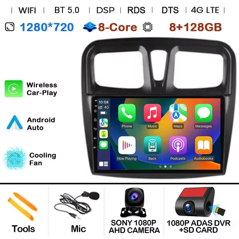 

Автомобильный радиоприемник Android 15, мультимедийный плеер для Renault Logan 2 Sandero 2 2012-2022 2 Din GPS Carplay, стерео DVD, головное устройство без DVD