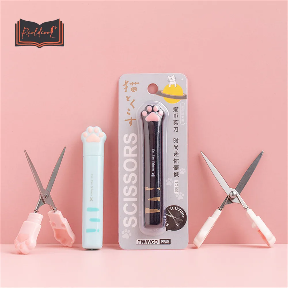 

1pc Kawaii Cat Paw Mini Portable Scissors DIY Hand Account Paper Cutter Pocket Art Scissors Utility Knife Box Cutter