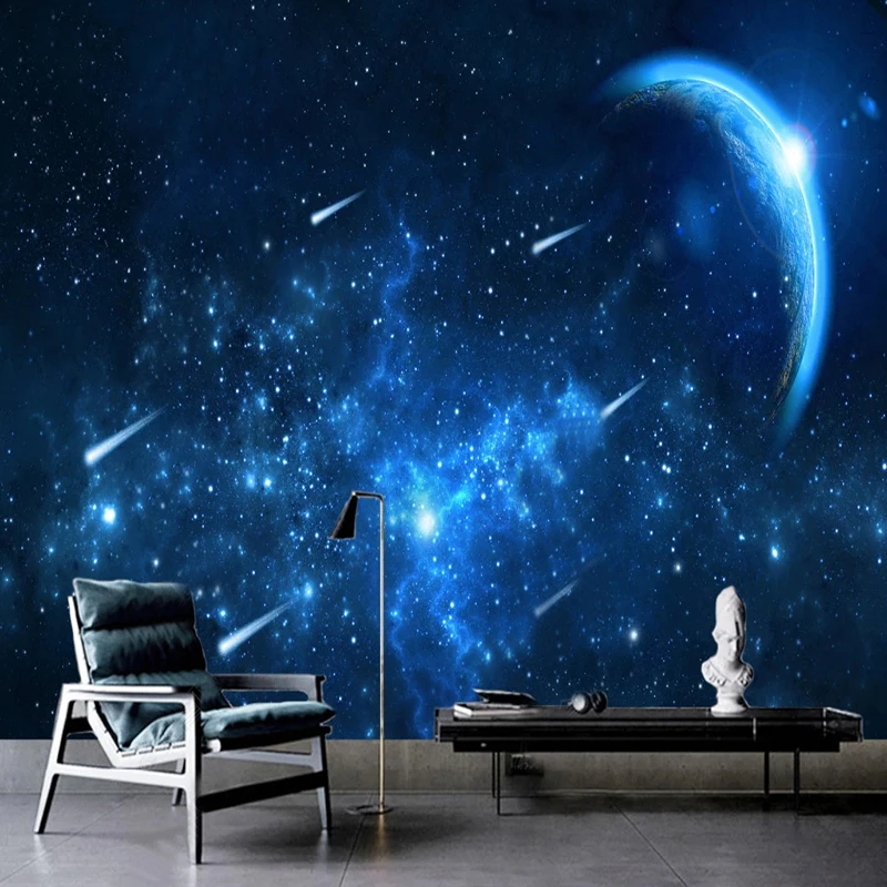 

Custom 3D Wallpaper Nordic Abstract Blue Starry Meteor Landscape Mural Living Room Bedroom TV Sofa Backdrop Home Decor 3D Fresco