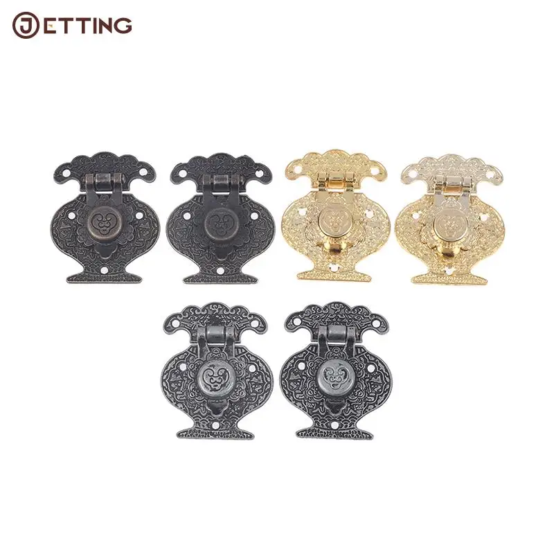 

1 компл., Античная бронзовая защелка с застежкой, деревянная шкатулка для ювелирных изделий, декоративная мини-пряжка для шкафа, аксессуары ...