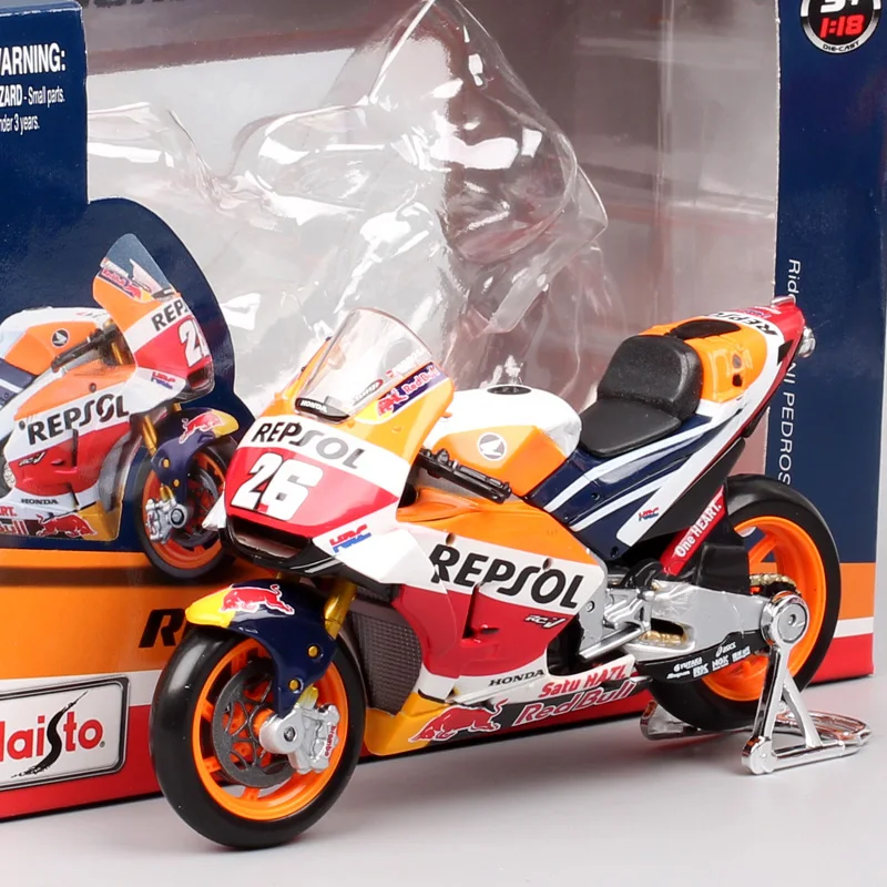 Фото Дети 1/18 Maisto Honda RC213V Repsol # 26 Dani Pedrosa 2018 GP Модель гоночного мотоцикла Велосипед Игрушечный автомобиль Миниатюры Коллекционные предметы №1