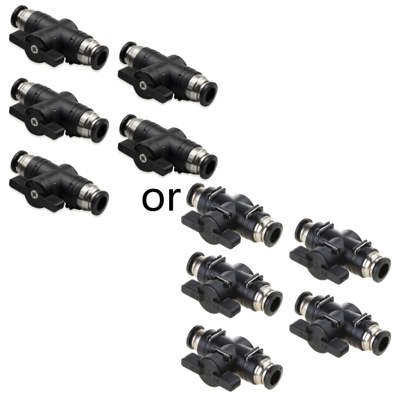 

652F 5pcs Pneumatic Balls Valves Quick Joint Connector Hand Valves BUC Air Flows Control Valves Push to Connects Fitting