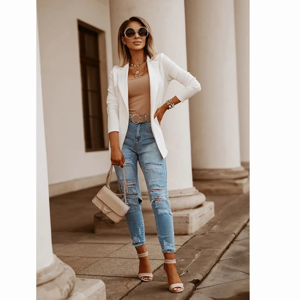 Женский блейзер во французском стиле офисная одежда жакет с длинным рукавом