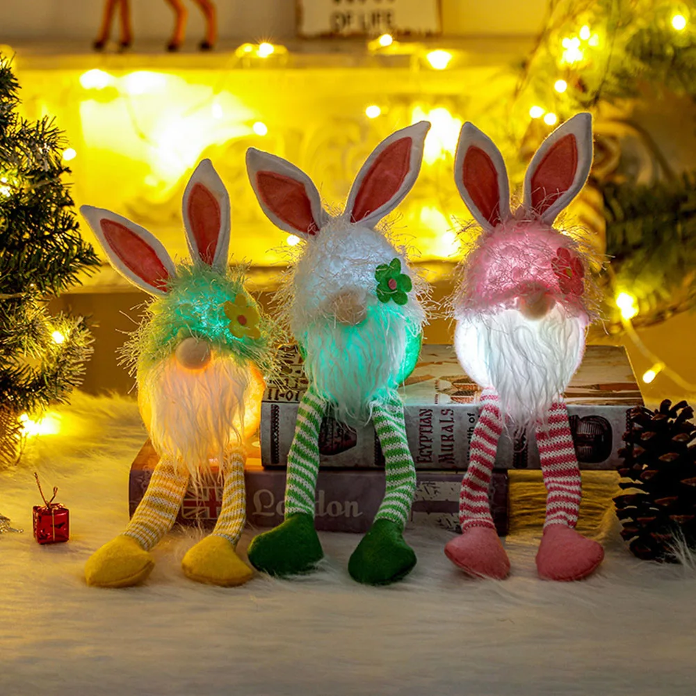 

Светодиодные пасхальные гномы, кролик, гномы, светодиодный Кла, плюшевые игрушки, украшения для дома, гостиной, светящиеся куклы-кролики, иг...