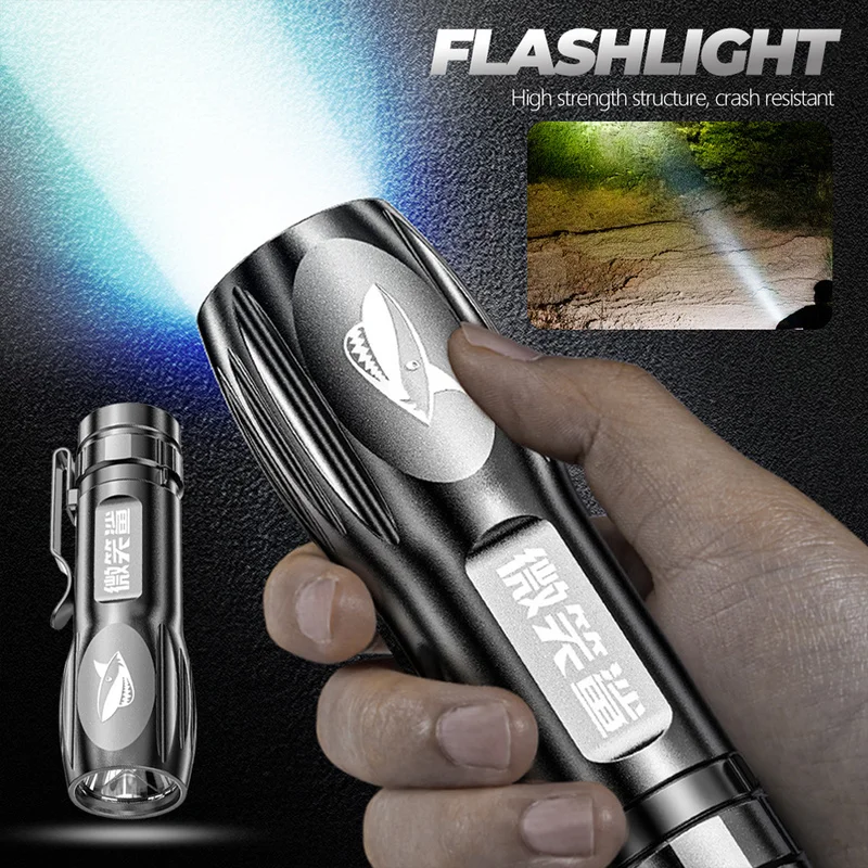 

Portable Mini LED Flashlight 3 Lighting Modes USB Rechargeable Fixed Focus Flash Light Waterproof Hiking Camping Lamp Outdoor