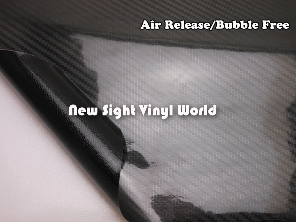 Высококачественная глянцевая черная 5D углеволоконная виниловая Пленка