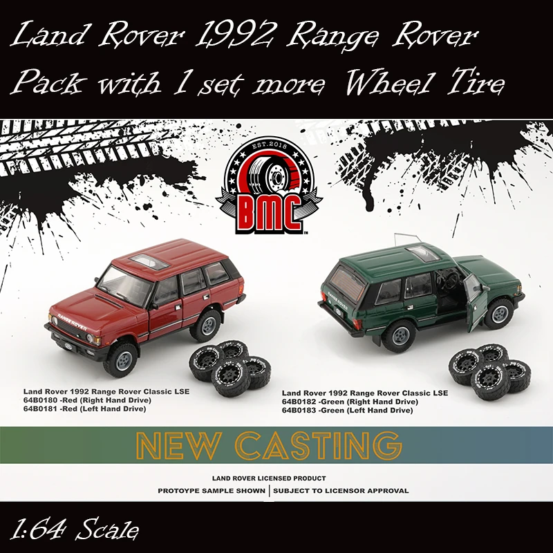 

BM Creations 1:64 Model Car Open Doors Land Rover 1992 Range Rover Classic LSE - LHD Pack with 1 set Wheel Tires