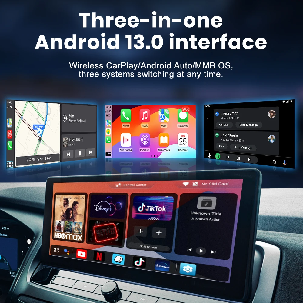 Фото 2025 MMB MAX Q2W CarPlay Ai Box Android 13 QCM6115 8-ядерный беспроводной адаптер CarPlay Android Auto AI Magic Box 4G LTE GPS BT5.3 №2