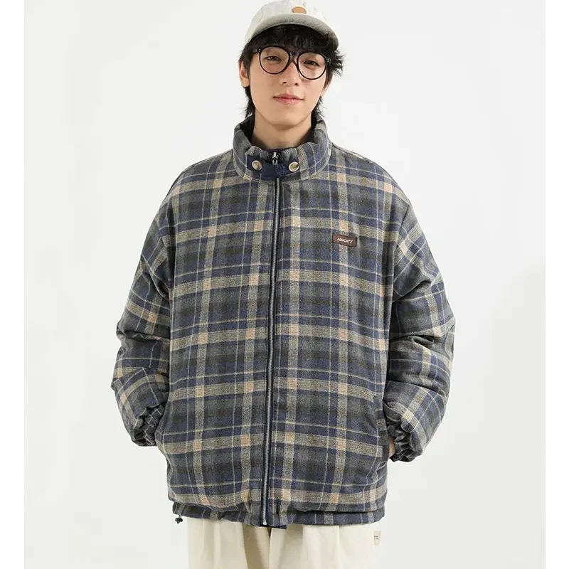 Парка мужская зимняя двухсторонняя с хлопковой подкладкой и воротником-стойкой