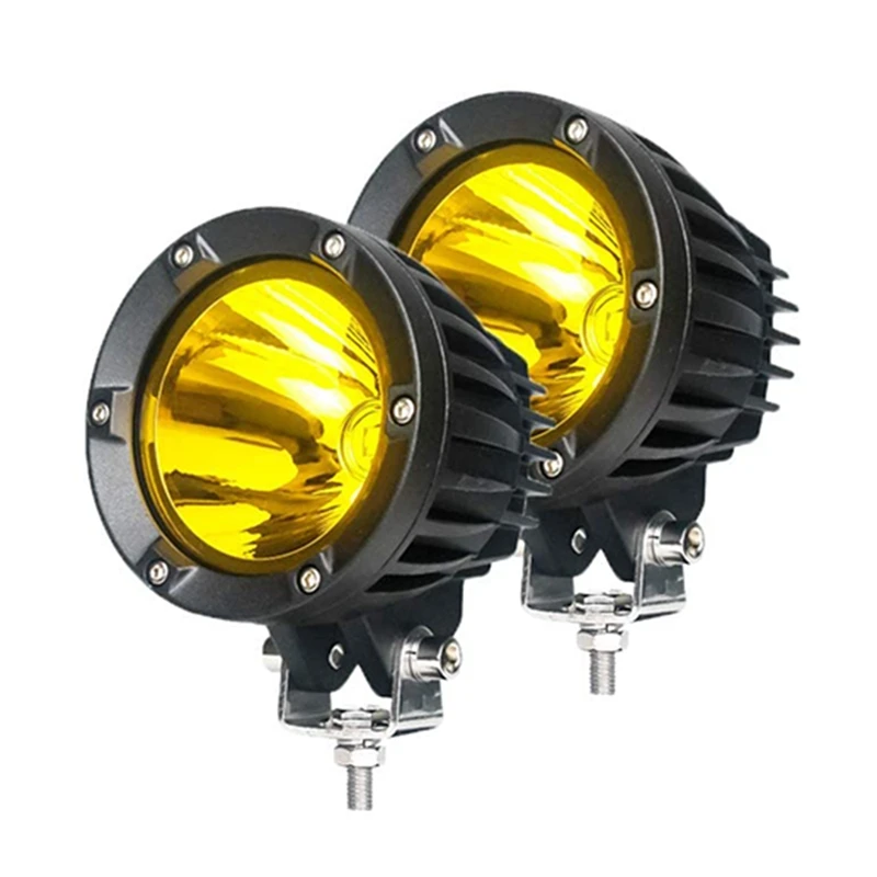 

4 Inch Round Driving Lights, Offroad LED Light Pods 50W Spot Lights Fog Lights for Truck SVU Motorcycle UTV ,Yellow 2Pcs