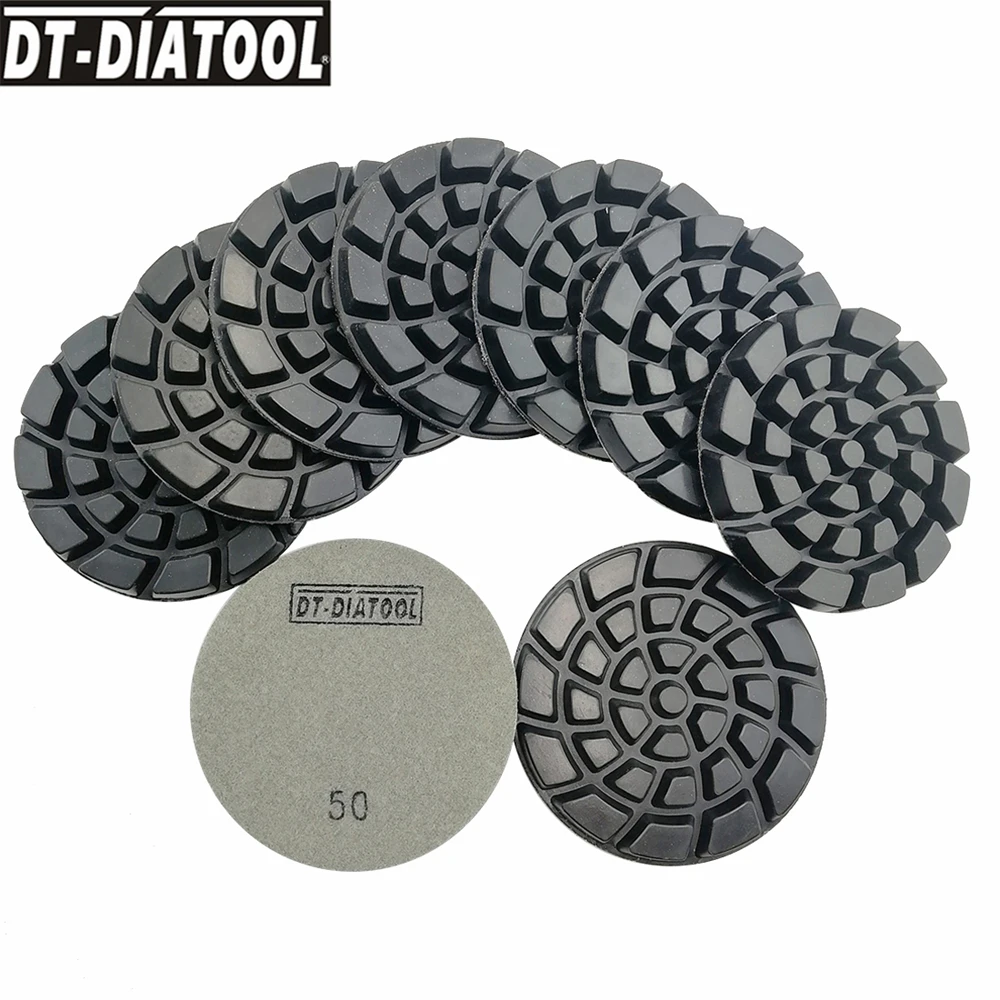 DT-DIATOOL Алмазные полировальные подушечки для бетона, шлифовальный диск, подушечки для восстановления пола для бетона, цемента, терраццо, набор шлифовальных дисков 100 мм