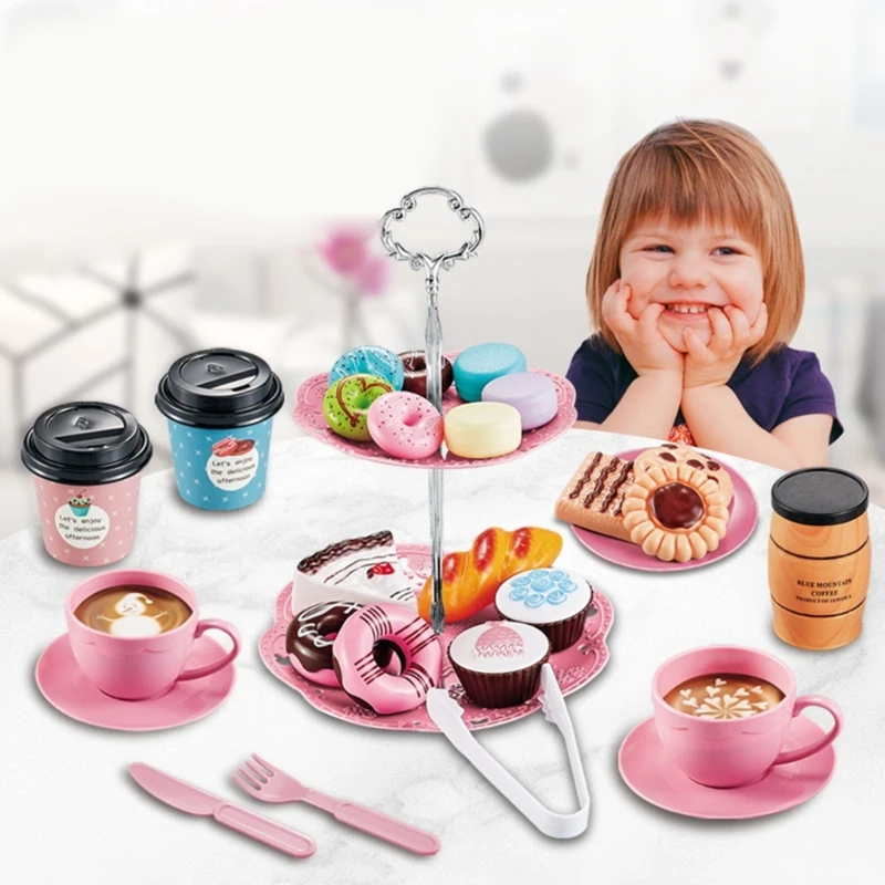 

New 1Set Preschool Playset Pastry Afternoon Tea Dessert Cake Cupcake Toy for Girl