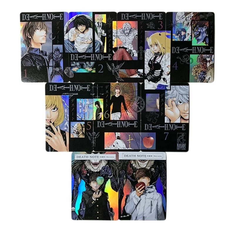 9pcs/set DEATH NOTE Yagami Light L·Lawliet Ryuk Rem Flash Card Animation Characters Classics Anime Collection Cards Toy