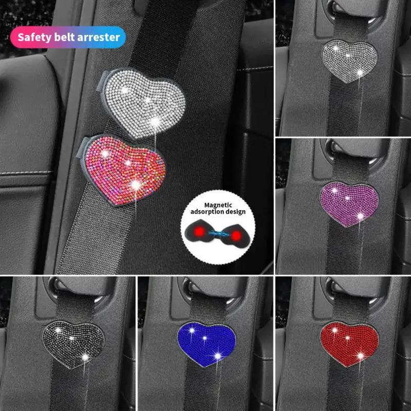 

New Crystal Seat Belt Adjuster Seatbelt Adjuster With Bling Bling Crystal Rhinestones Vehicle Seat Belt Cover Clips Comfort