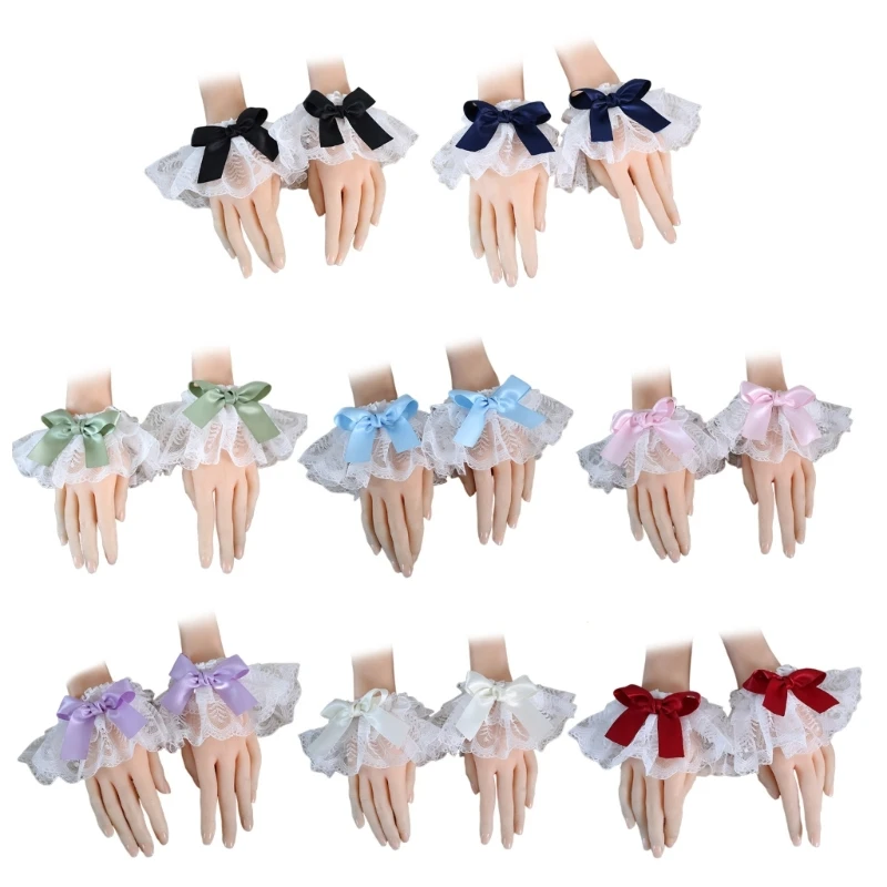 

Ретро морщинистые плиссированные рукава наручные манжеты с бантом декор съемные рукава