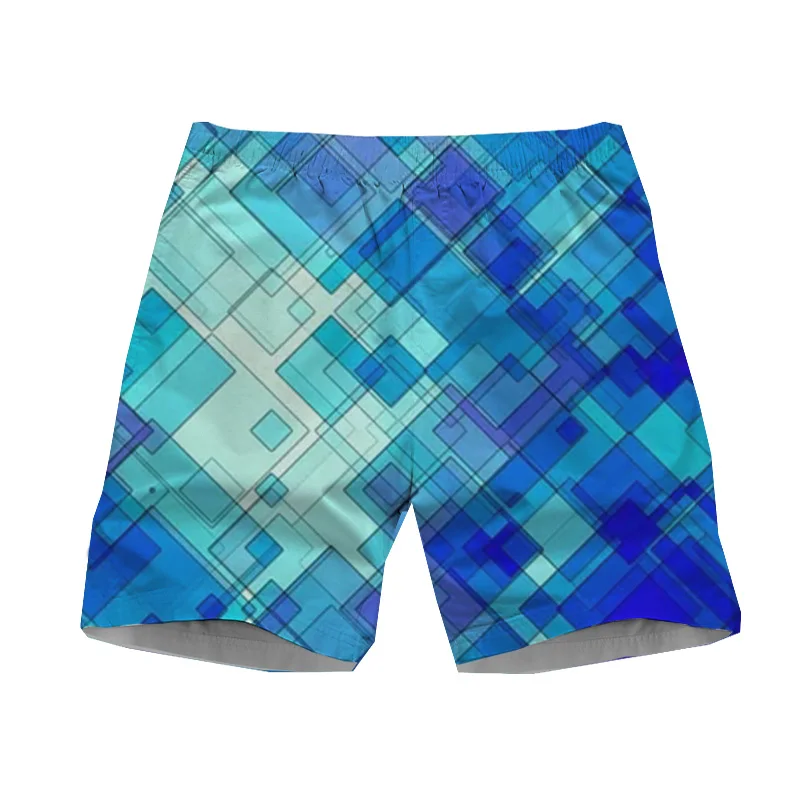 

Summer Fashion New Men's Cool Casual Beach Pants Square 3D Print Pattern Various Loose Comfort Sizes S to 5XL