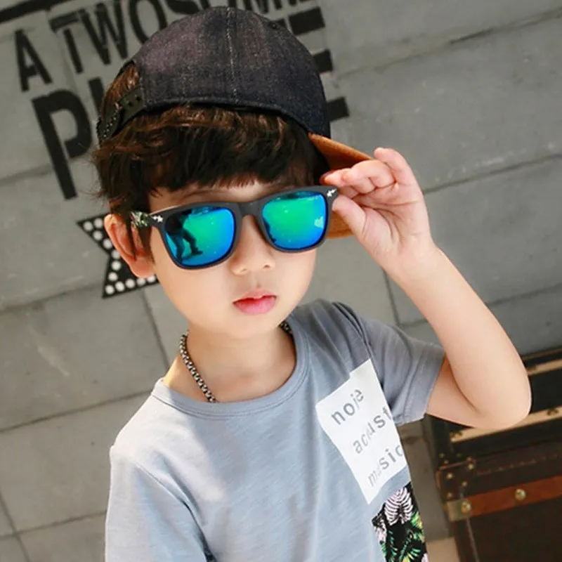 2020 Детские Модные солнцезащитные очки, Квадратные Зеркальные Солнцезащитные очки, брендовые дизайнерские солнцезащитные очки для мальчик...